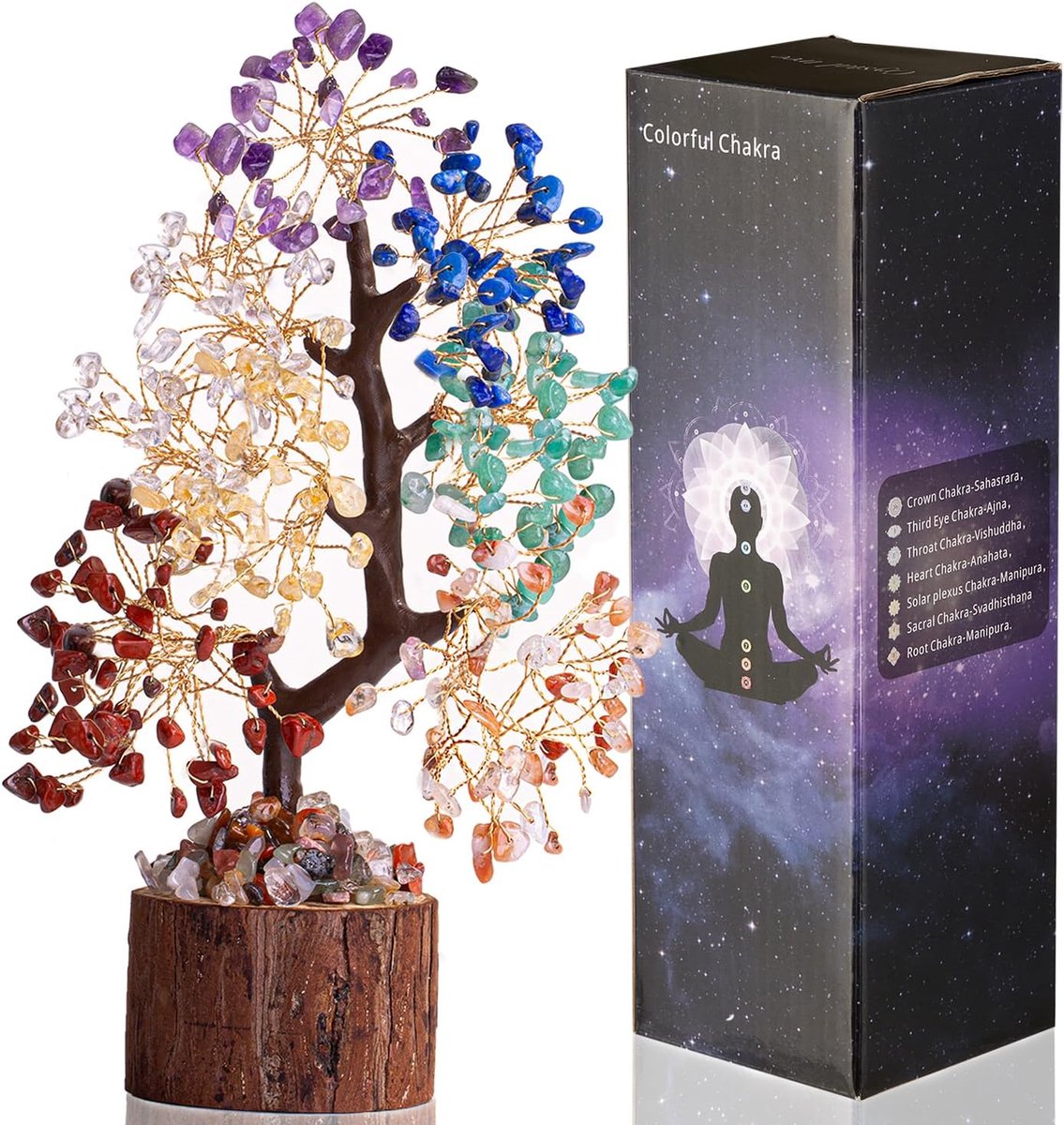 Chakra kristallen boom - 7 chakra's - helende kristallen - positieve energie aantrekken - ShopVlot