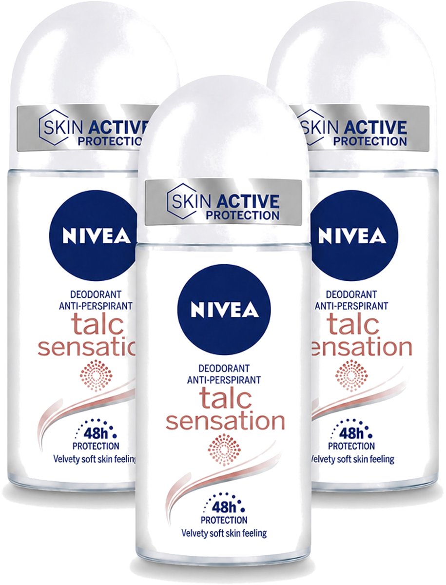 3 x Nivea - Deo Roll-On - Talc Sensation - Anti-Transpirant - 50 ml - Bulkverpakking - 3 stuks