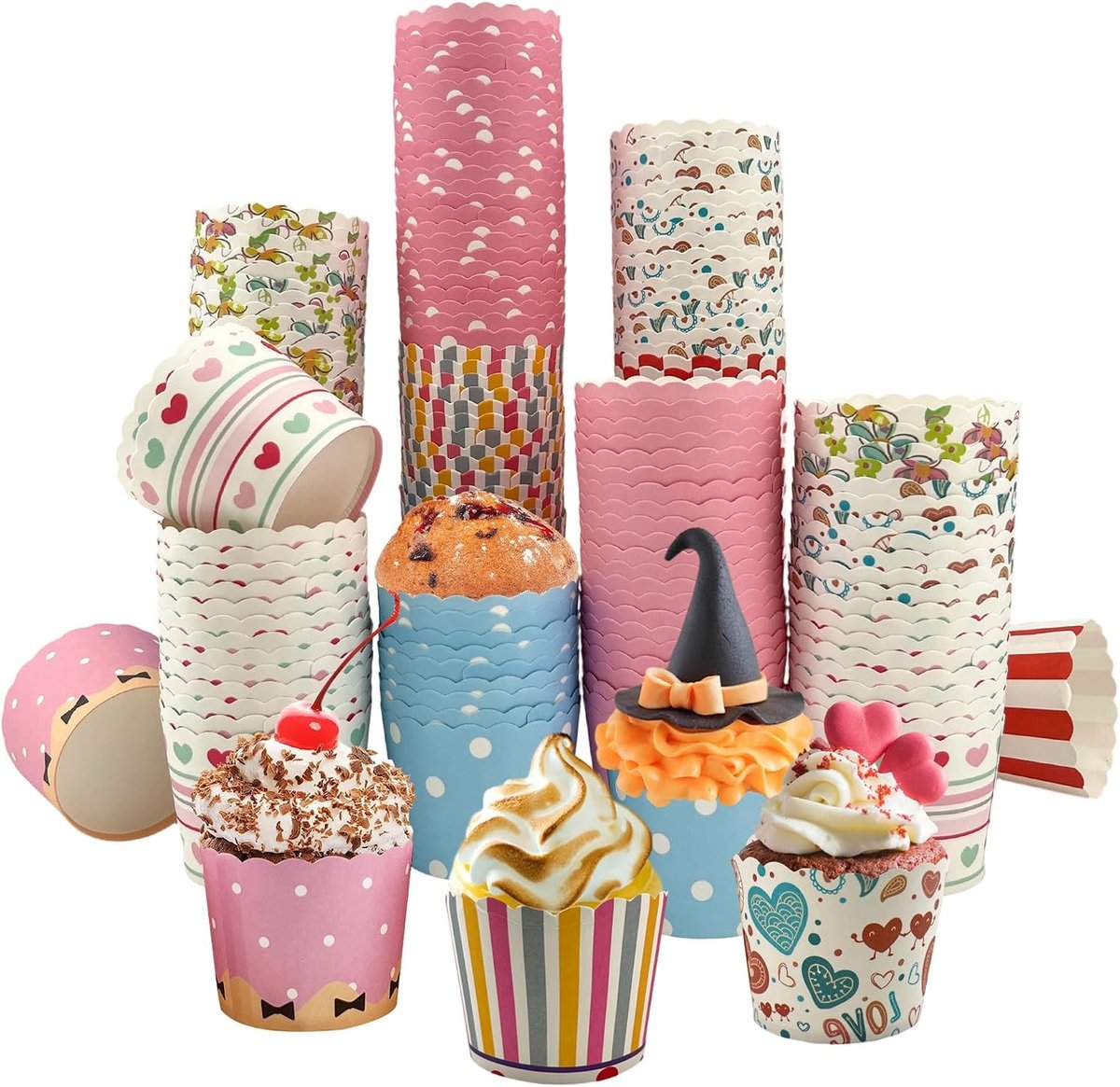 200 stuks cupcake vormpjes, papieren muffin cups voor mini muffins, ideaal voor bruiloften en feestjes, perfect voor snoepbar en gebak