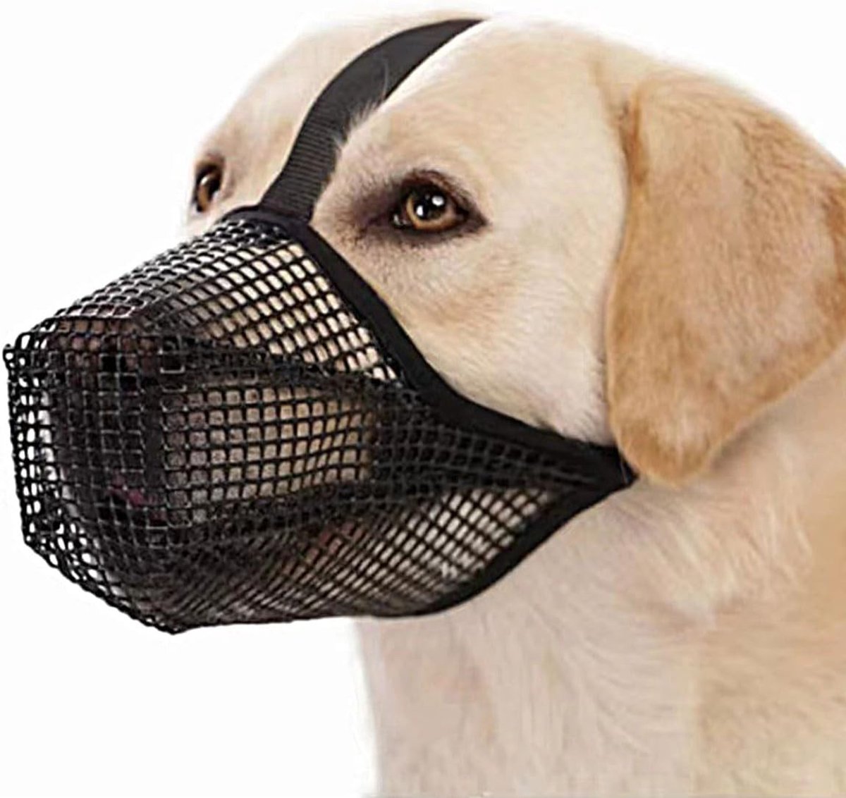 Verstelbare ademende hondenmuilkorf van zacht mesh, voorkomt bijten en blaffen voor kleine, middelgrote en grote honden