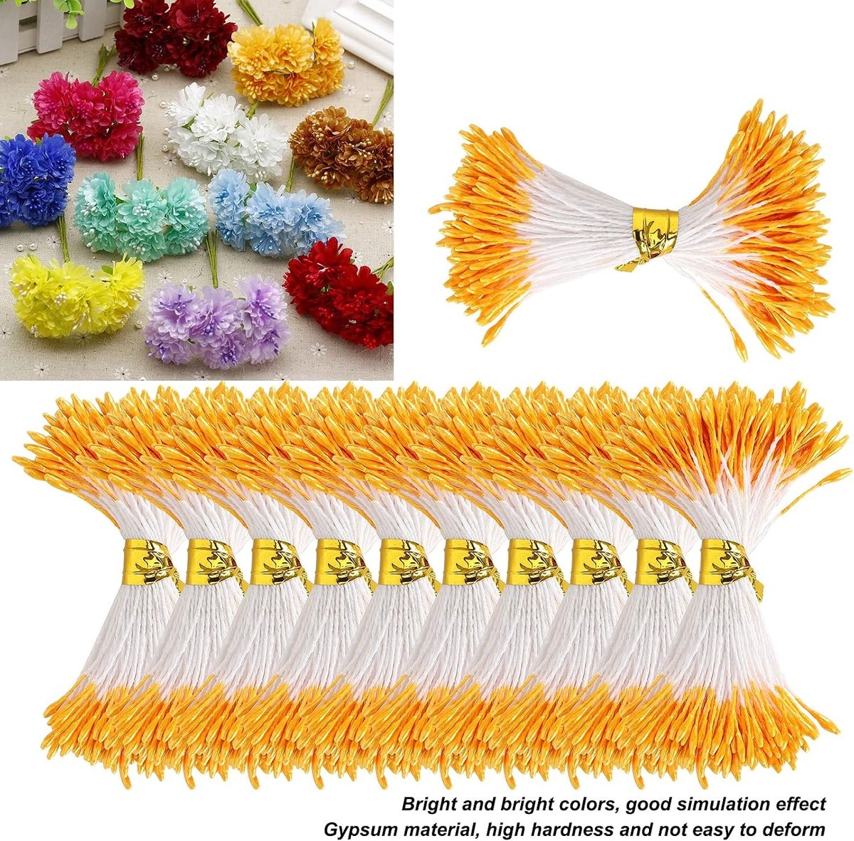 Parelachtige Bloem Stamens in Oranje - 900 Stuks Dubbele Punt voor Bruidsboeket, Kransen en Scrapbooking Creaties