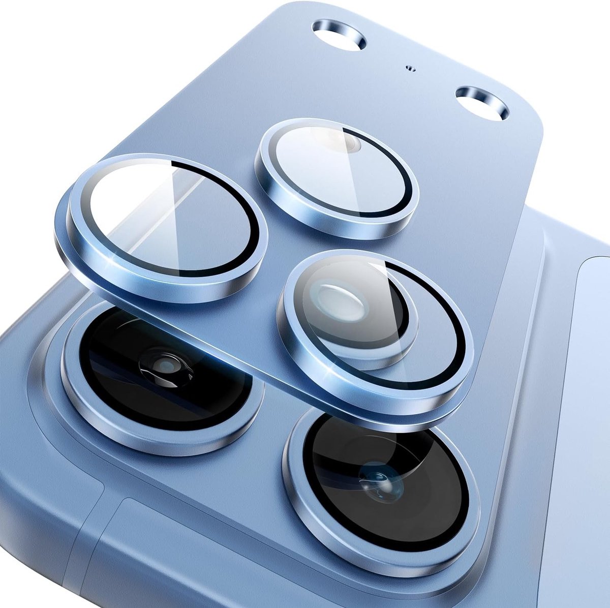Ntech Camera Lens Protector voor iPhone 18 Pro Licht Blauw – Matte Metalen Camera Lens Beschermer – Full Coverage – Krasbestendig