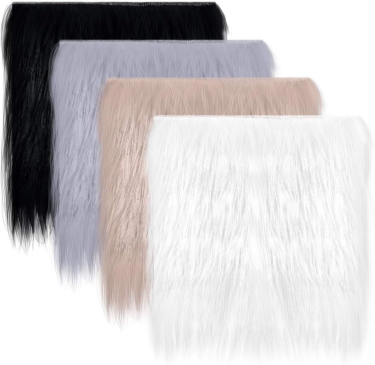 Faux Fur Vierkante Kussens, 4 Stuks in Diverse Kleuren, 25cm x 25cm, Perfect voor DIY Projecten, Zitkussens en Vloerkleden