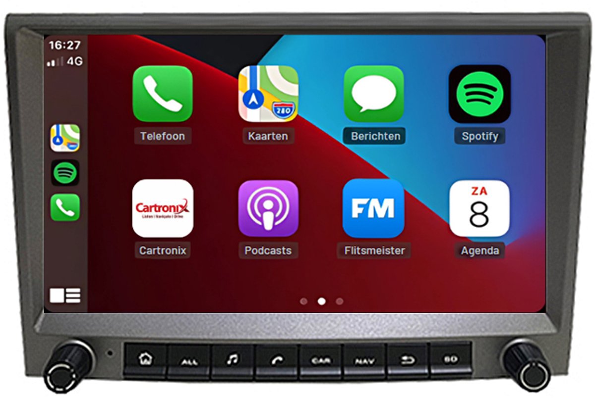 CarPlay autoradio geschikt voor Porsche 911 Cayman Boxster | 2005 t/m 2012 | Cartronix CTX-117012S | Grijs | 2005 2006 2007 2008 2009 2010 2011 2012 | 8 inch | Android 15 | Draadloos Apple CarPlay & Android Auto | 4GB + 64GB | Bluetooth & Wifi