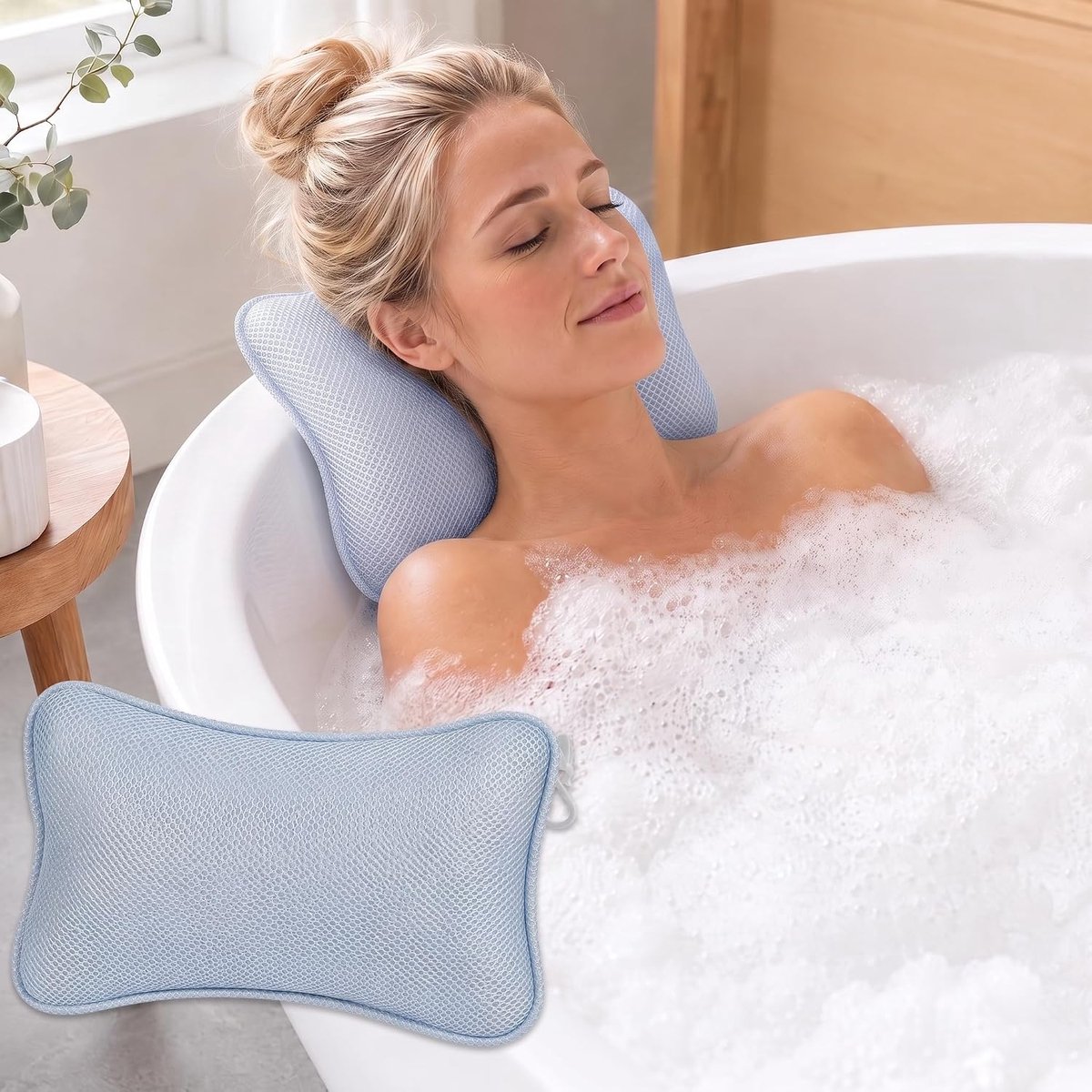 Badkussen met zuignappen - wasbaar en sneldrogend - ergonomische ondersteuning - verlicht spierspanning - ShopVlot