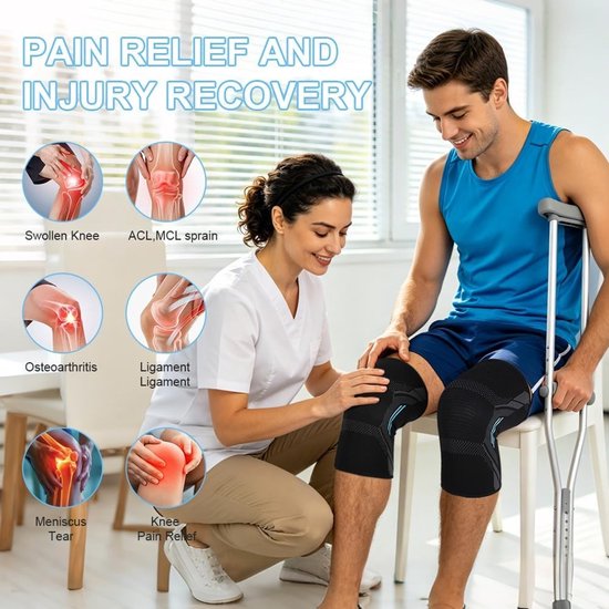 Kniebrace voor Compressie en Ondersteuning bij Meniscus Scheur, Artritis en Gewrichtspijn - 2 Stuks voor Sport en Activiteiten — afbeelding 3