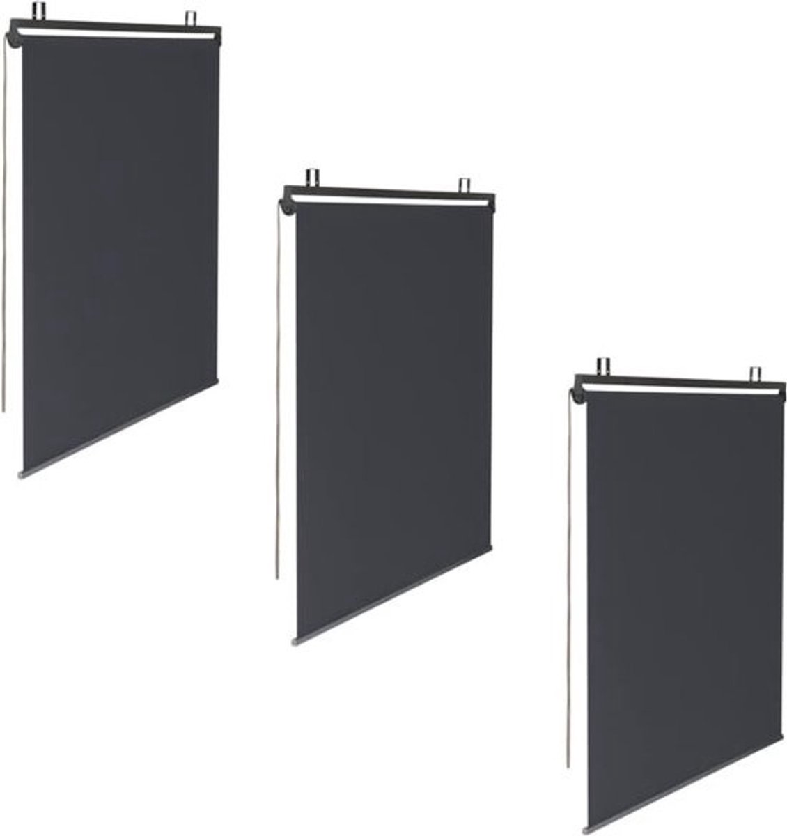 Set van 3 rolgordijnen L 125 x H 225 cm voor pergola Grijs Antraciet