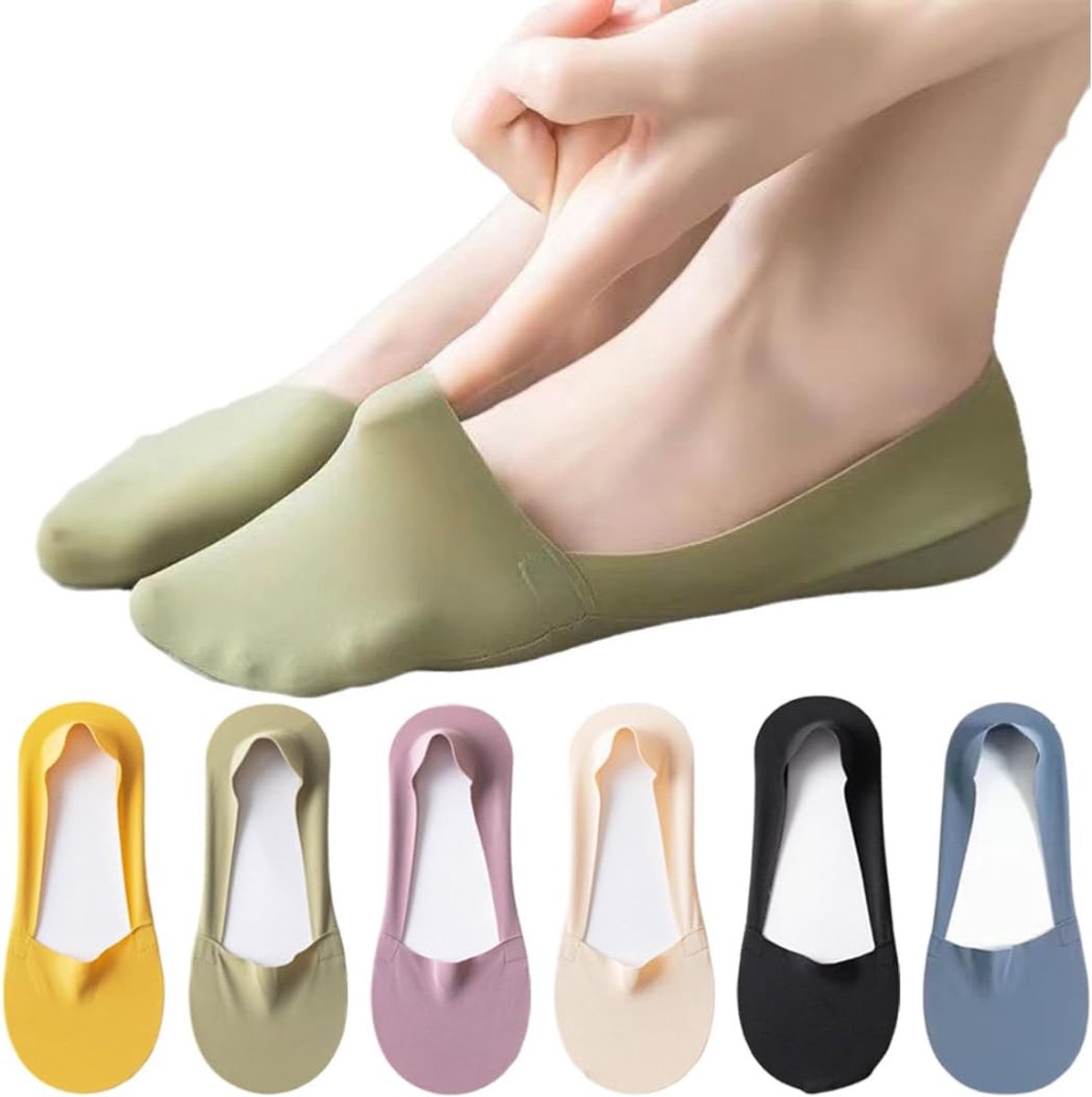 Sokken, antislip sokken van ijszijde met siliconen, ademend en zacht, ideaal voor mocassins en mocassins (meerkleurig), a, A