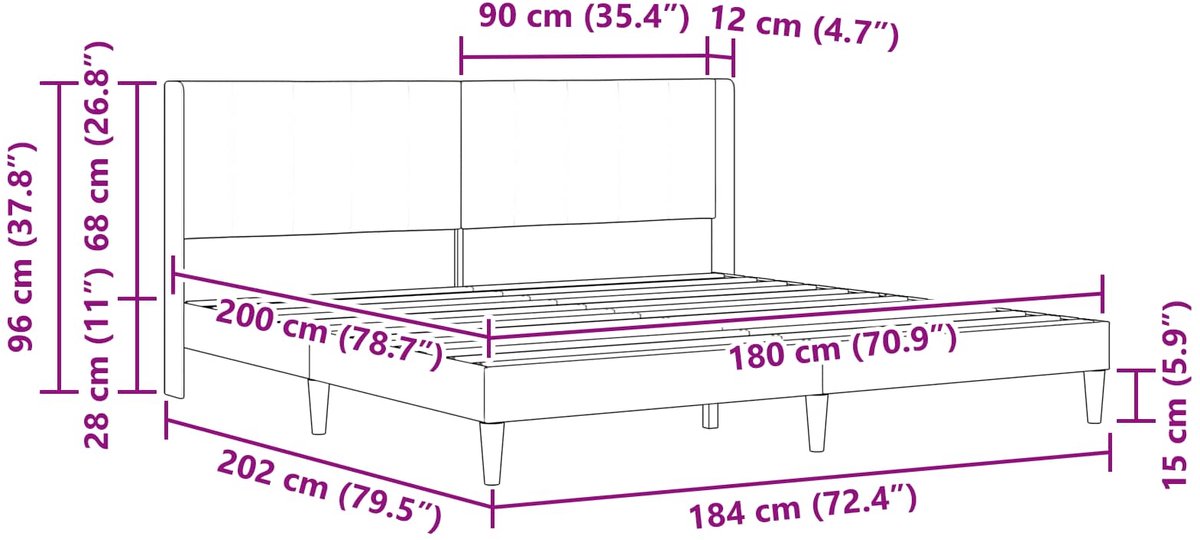 vidaXL Bedframe - met - matras - Lichtgrijs - 180 - x - 200 - cm - fluweel