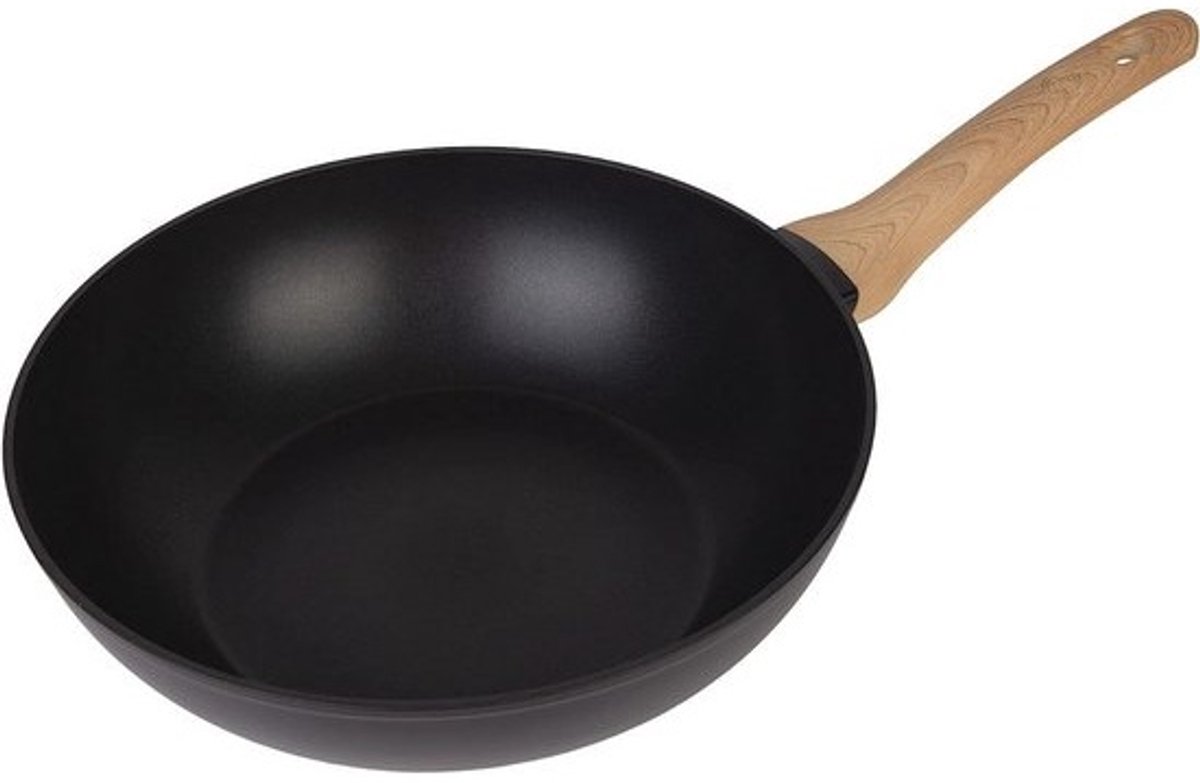 28 cm wok niet-stick roerbakpan voor inductie, gas, halogeen en keramische fornuizen met krasbestendige anti-aanbaklaag