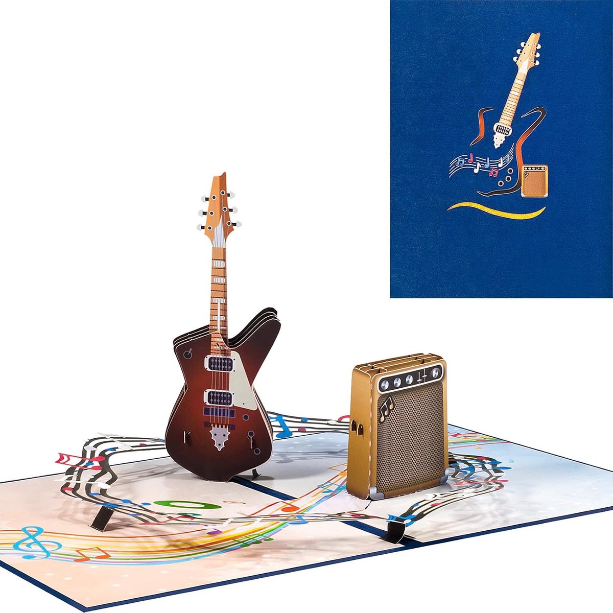 Up 3D gitaarverjaardagskaart, gitaar en stereo-installatiekaart, uitnodigingskaarten voor concerten, cadeaukaarten voor gitaarliefhebbers, met envelop