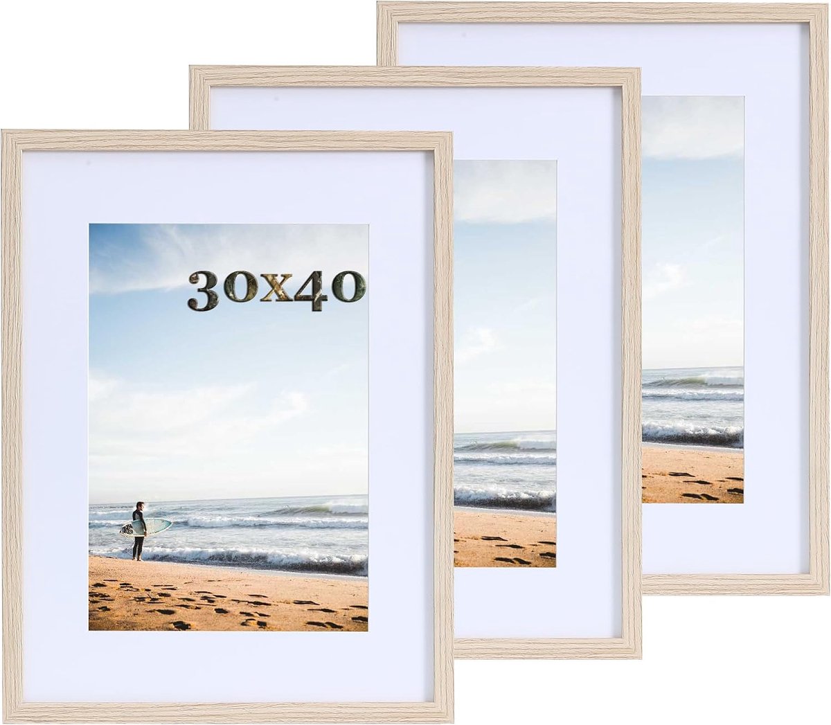 30 x 40 cm, houten fotolijst met MDF-lijst, set van 3 voor certificaten, foto's, posters, puzzels