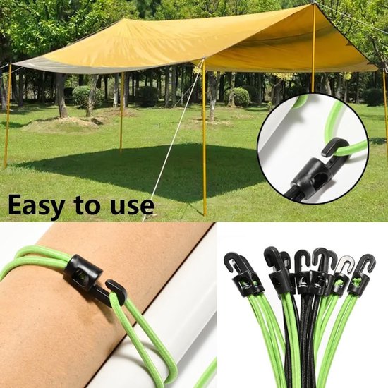 Elastische Tension Rubbers met Haken - 18 Stuks, Ideaal voor Kamperen, Outdoor Activiteiten en Organisatie van Bagage en Huishoudelijke Taken — afbeelding 3