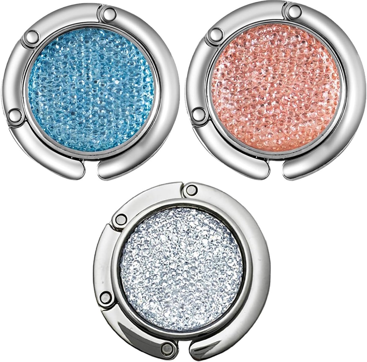 3 stuks opvouwbare handtashaken, kantoorhandtashangers, Crystal Diamond opvouwbare handtashaken voor tafel
