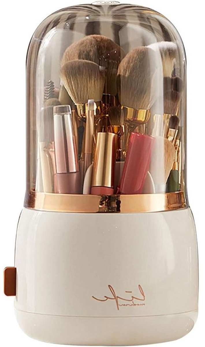 360 ° roterende make-up borstels organizer met deksel - Stofdichte make-up borstel opslag voor cosmetica - lippenstift en oogvoering opbergdoos