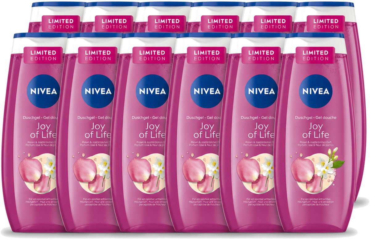 12 x Nivea - Douchegel - Joy of Life - Verfrissend Effect - 250 ml - Voordeelverpakking - 12 stuks