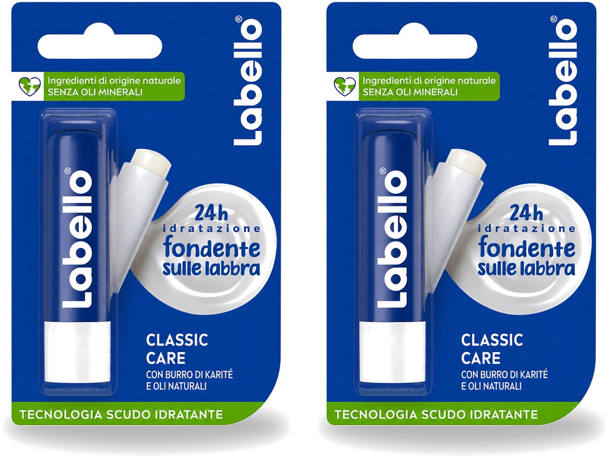 2 x Labello - Classic Care - Lippenbalsem - Voedend & Beschermend - 5.5 ml - Voordeelverpakking - 2 stuks