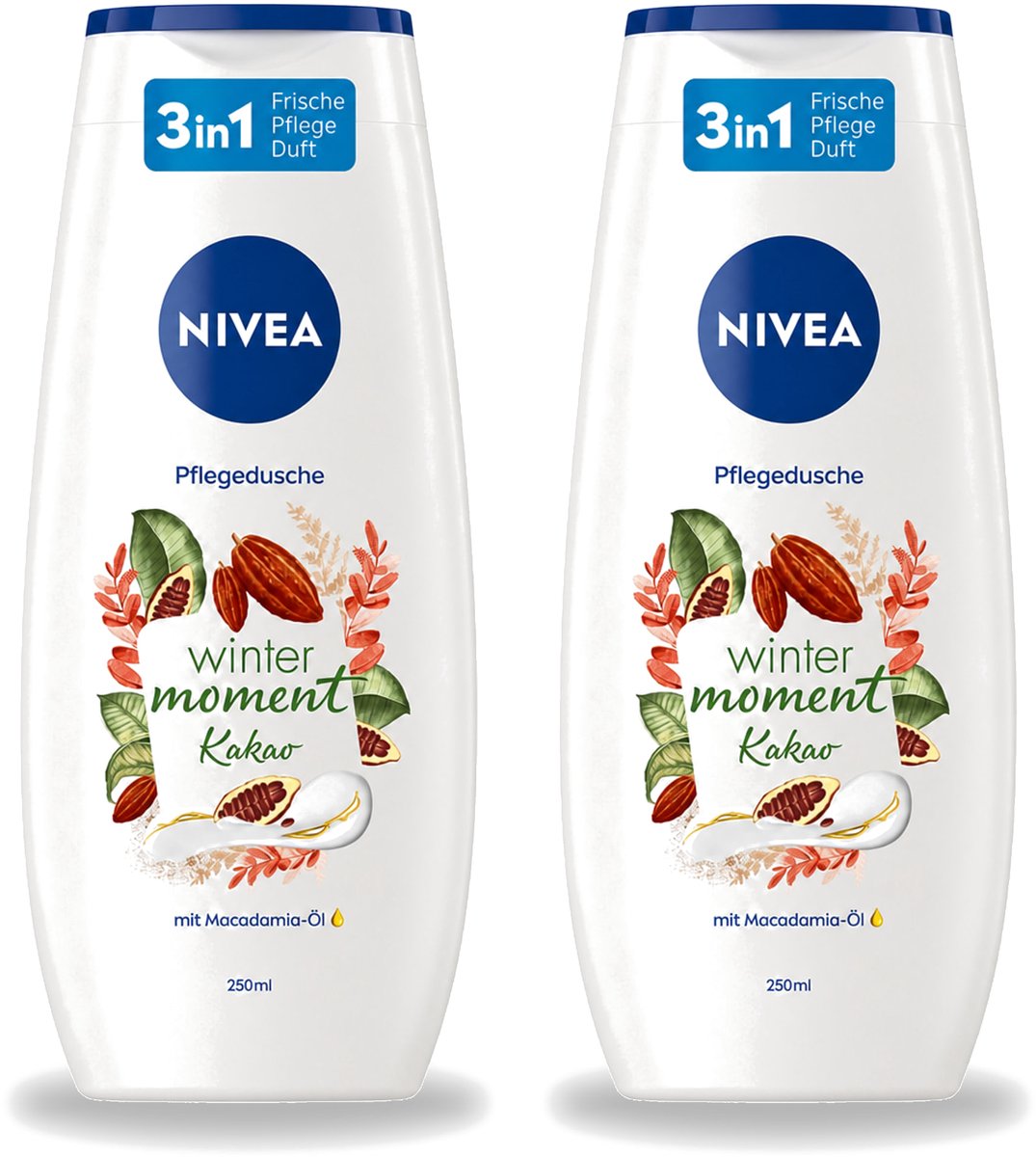 2 x Nivea - Douchegel - Winter Moment Cacao - 250 ml - Voordeelverpakking - 2 stuks