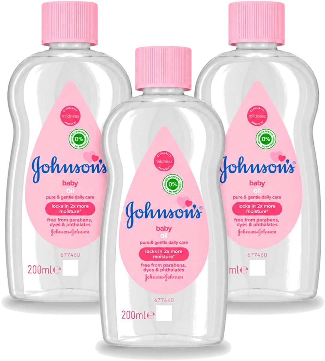 3 x Johnson's - Baby Olie - Puur & Zacht - 200 ml - Voordeelverpakking - 3 stuks