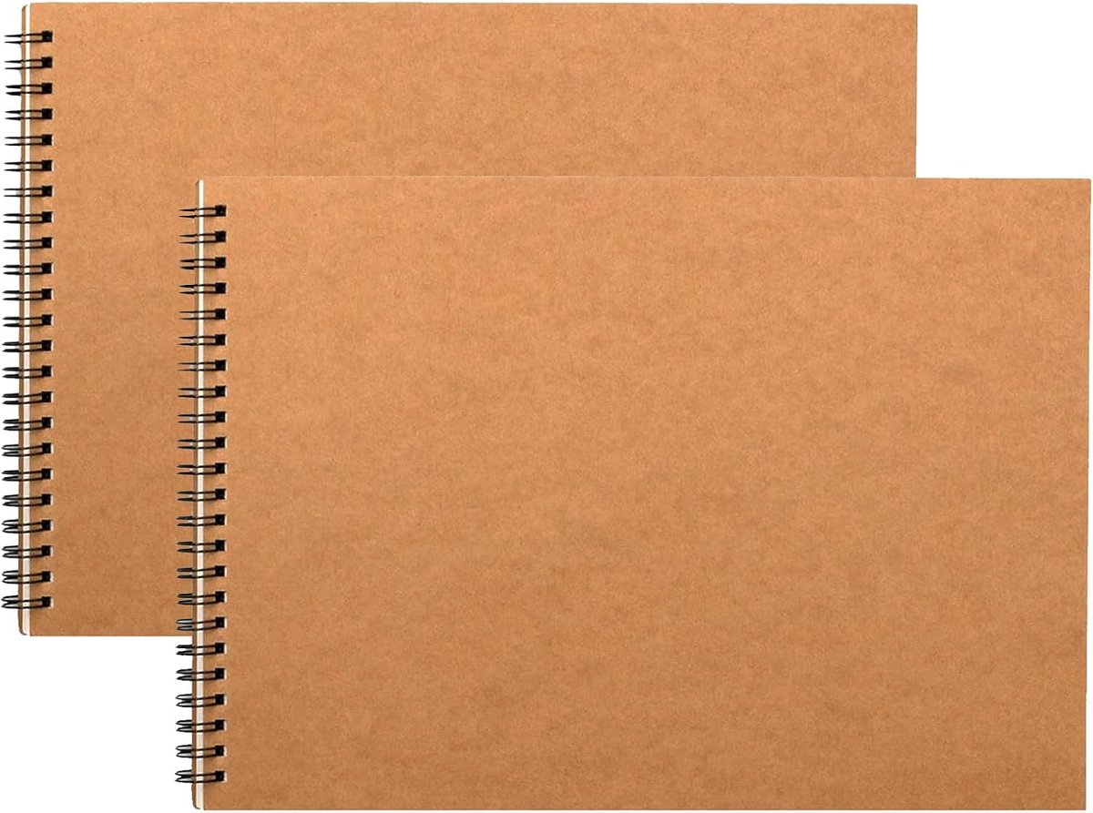 2Pack Schetsboek A3 Landschap Spiraal Gebonden A3 Schetsboek 60 Pagina's van 160gsm Cartridge Papier - Hardcover (A3-2Pack)