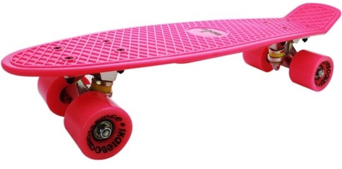Retro Skateboard Mini Cruiser 22 inch roze- roze met LED verlichting