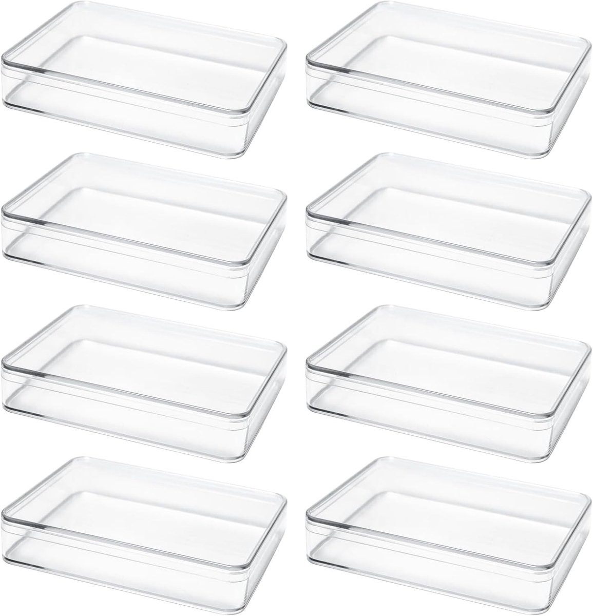 Set van 8 Stuks Acryl Opbergdozen met Deksel 13 x 10 x 2,6 cm voor Bruiloft en Organisatie