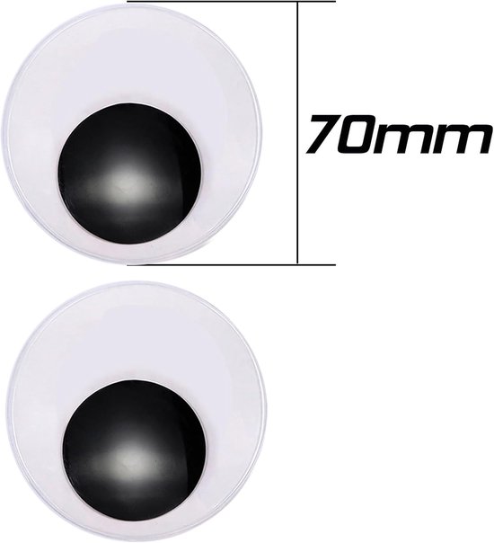 Ogen Rond Zwart Wit 70 mm Googly Eyes Kunststof Ogen voor Scrapbooking Kunsthandwerk Accessoires — afbeelding 2