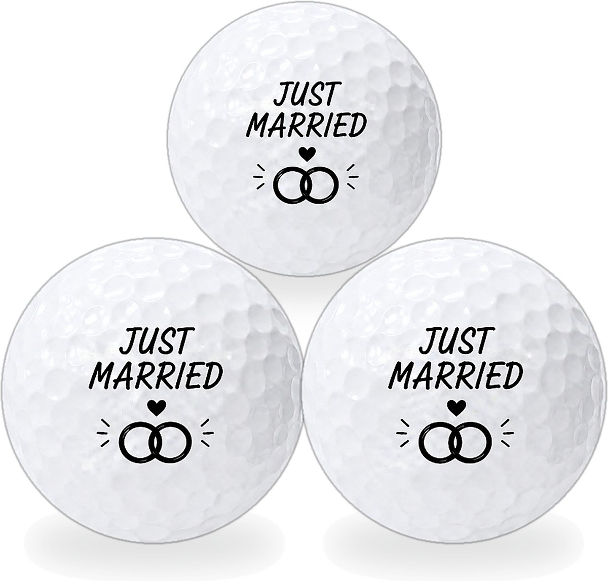 Wilson Golfballen Just Married - Huwelijk Golf Cadeau - 3 stuks - Golfbal met Opdruk