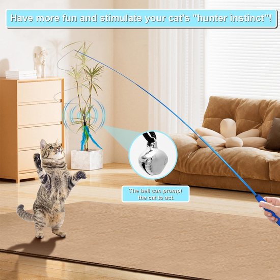 Kattenspeelgoed robot - Veren - Inclusief 12 stuks interactief speelgoed - Met uitklapbare hengel en bel - Voor katten — afbeelding 3