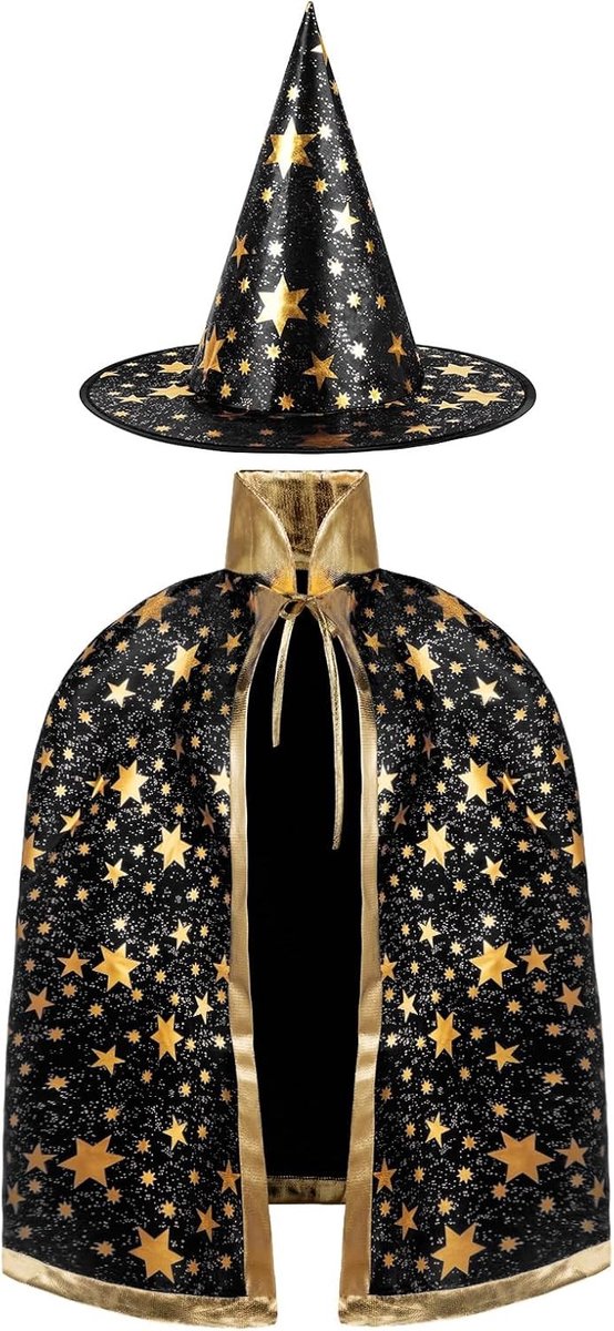 Tovercape voor Kinderen met Sterrenpatroon - Halloween Kostuum voor Meisjes en Jongens, Perfect voor Feestjes en Verkleedpartijen
