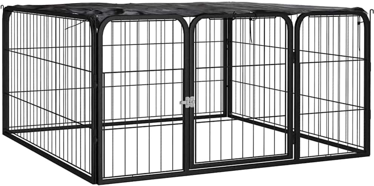 Bol.com vidaXL - Hondenkennel - 4 - panelen - 100x50 - cm - gepoedercoat - staal - zwart aanbieding