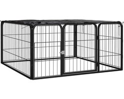 vidaXL - Hondenkennel - 4 - panelen - 100x50 - cm - gepoedercoat - staal - zwart