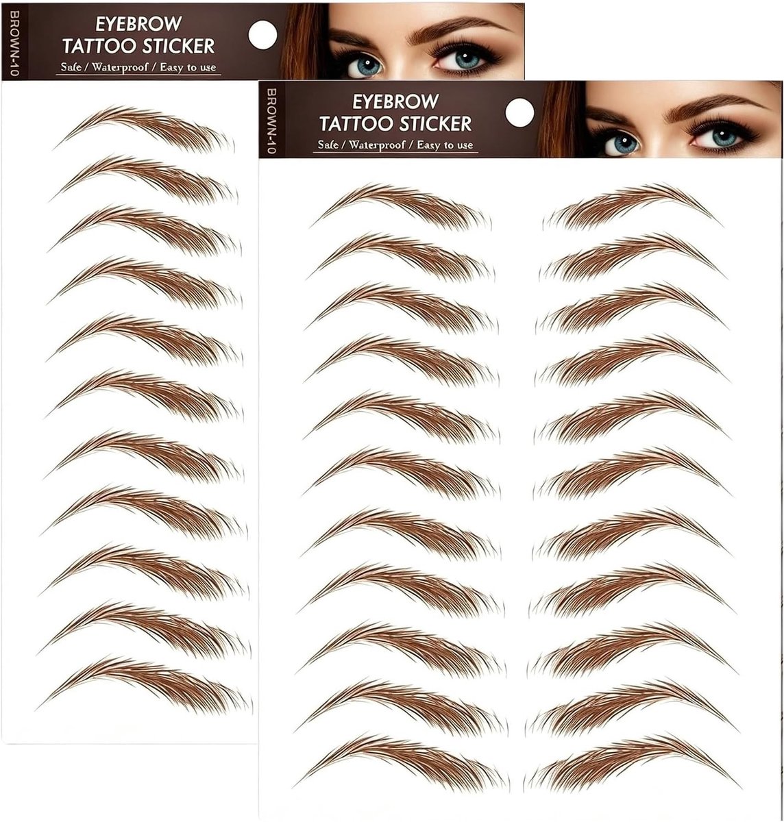 22 Pairs Waterproof Eyebrow Tattoo Stickers - Natuurlijke Wenkbrauw Transfers voor Vormgeving en Styling - Perfect voor Vrouwen en Meisjes