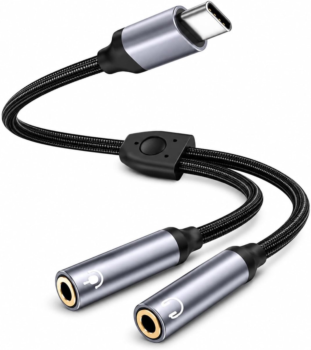 splitter voor twee koptelefoons, Type-C naar 3,5 mm Y-splitterkabel, dubbele USB-C naar 3,5 mm audio-adapter voor Pixel, Galaxy S23/S22/S21, iPhone, iPad, Android, Pixel, Huawei