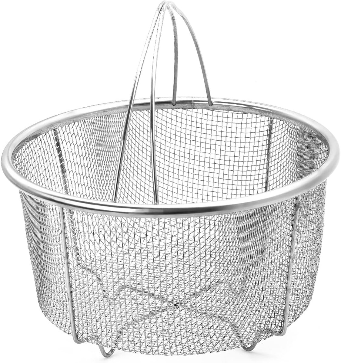 stoommand, groente-stoominzet van roestvrij staal, inklapbare stoommand voor kookpannen Ø 21 cm, stoominzet met handvat voor het koken van groenten