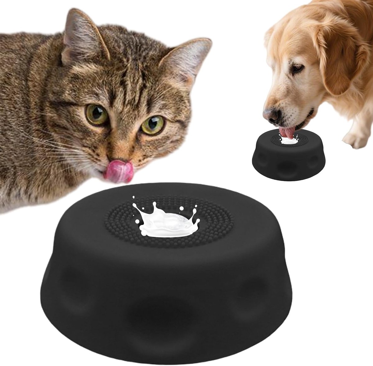 Slow Feeder voor hond: siliconen likspeelgoed met antislipbasis en geïntegreerde draaibal, lekbal voor honden, groot, middelgroot, klein, vermindert verveling