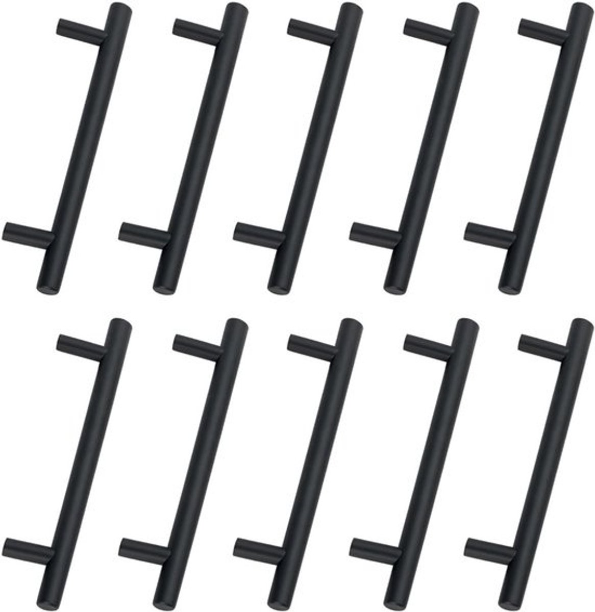 10 Stuks RVS Deurgrepen Zwart 160mm Gatafstand voor Keuken- en Kastdeuren met Schroeven
