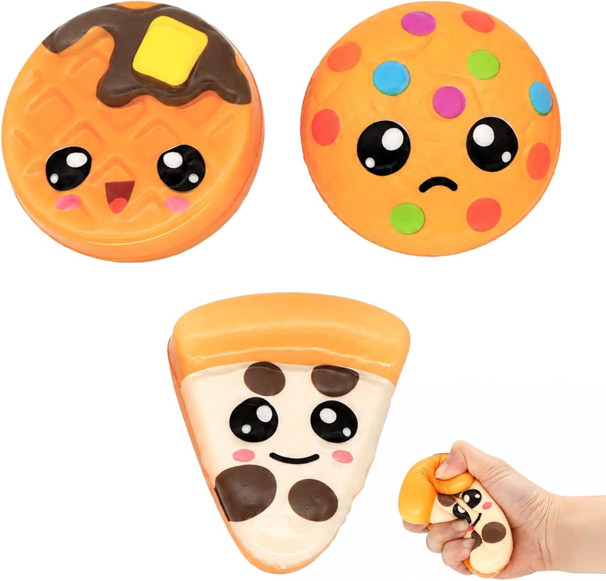 3-delige squishy-set: squishies in de vorm van eten, gebak en taart