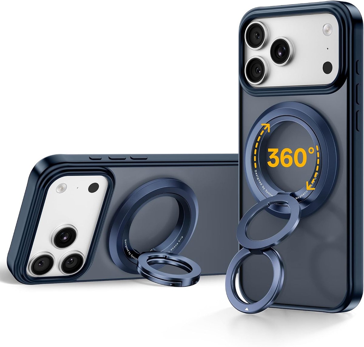 SYNCWIRE Voor MagSafe Ring Telefoonhouder, 360° Rotatie Magnetische Mobiele Telefoon Grip Dubbelzijdige Magneten Telefoon Ring Kickstand Compatibel met iPhone 17 16 15 14 13 12 Pro Max MagSafe