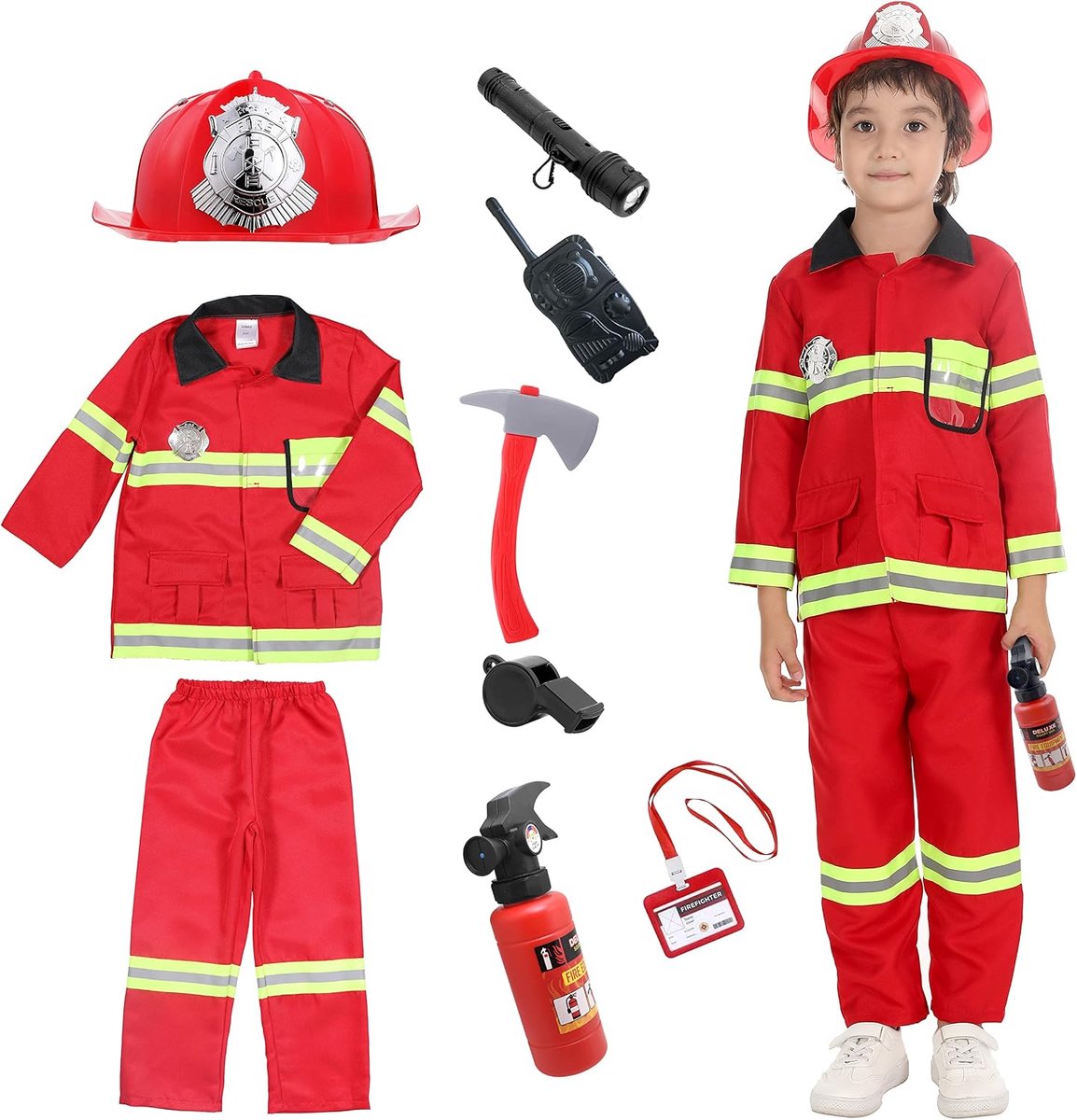 Kostuum voor Kinderen Brandweercommandant Cosplay Rollenspel Speelgoed Accessoires
