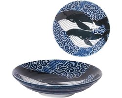 Mino ware witte golf walvis diner bord diameter 8.66×H1.97 inch 20 oz gemaakt in Japan
