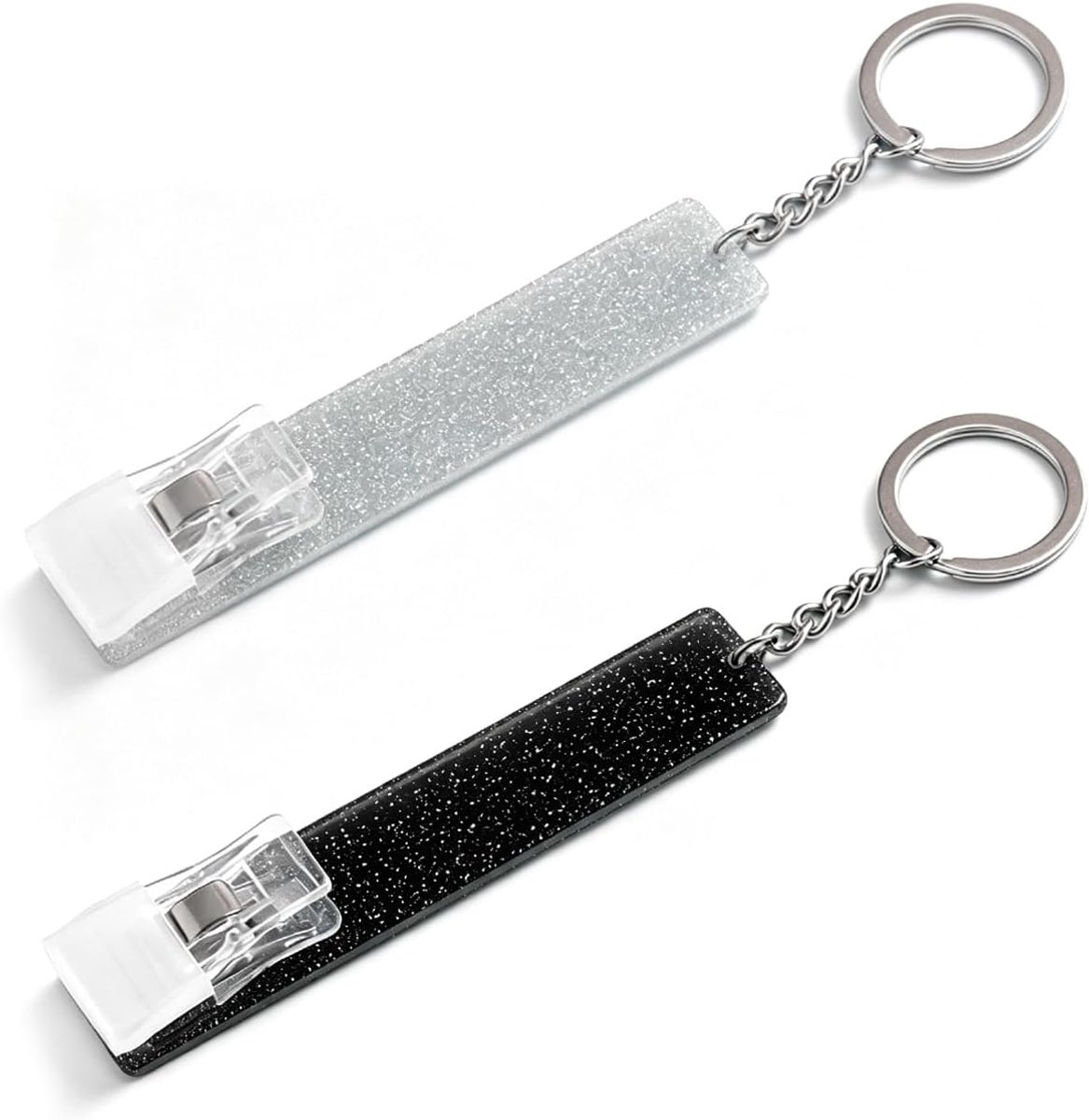 2 acrylkaarten pick-up sleutelhangers, contactloze kaarten-pick-up-apparaat, gemakkelijk te vervoeren en praktisch, geschikt voor mensen met lange nagels in nagelkunst.
