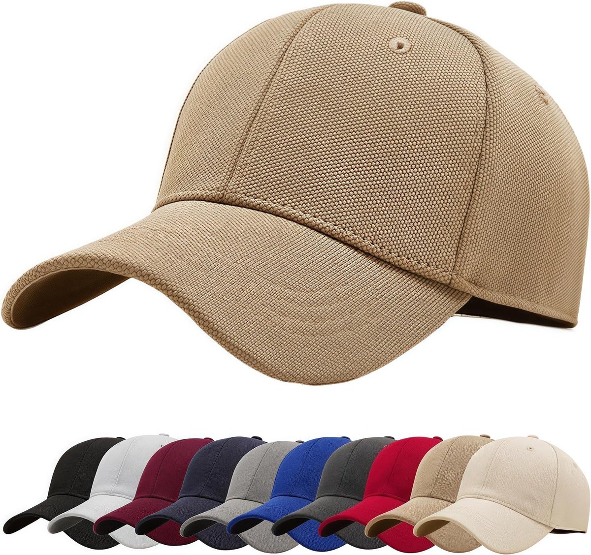 Honkbalpet voor heren en dames Baseball Cap Sport Casual Effen Kleur Zonnehoed Hoeden Messing Basecap Unisex Vrije Tijd Baseball Cap Heren en Dames Verstelbare Cap met Paraplu
