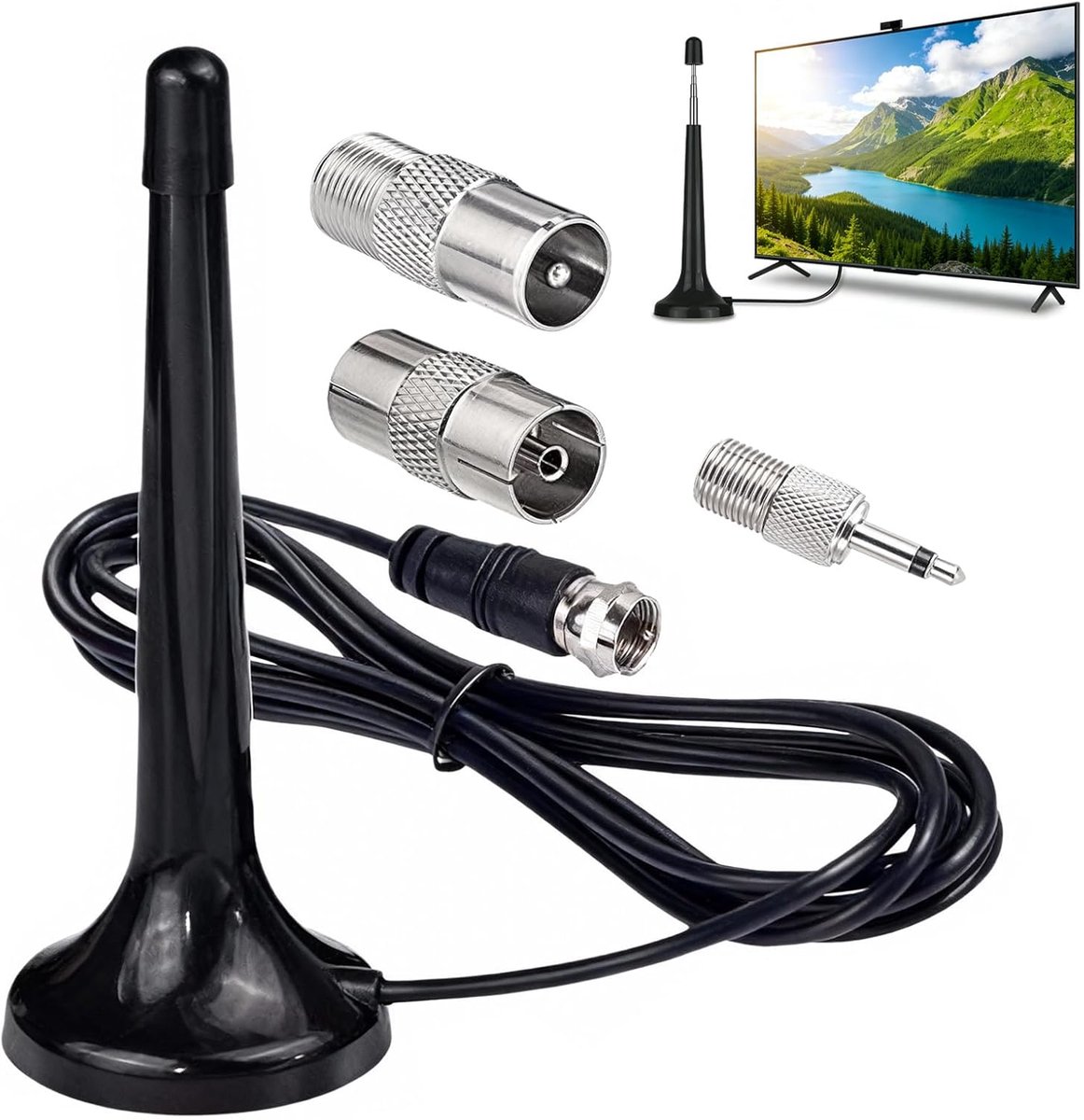 FM-radio-antenne met magnetische basis, high-definition ontvangst, compatibel met stereo-ontvangers, draagbare radiotuners en hifi-systemen, eenvoudige plug-and-p-installatie