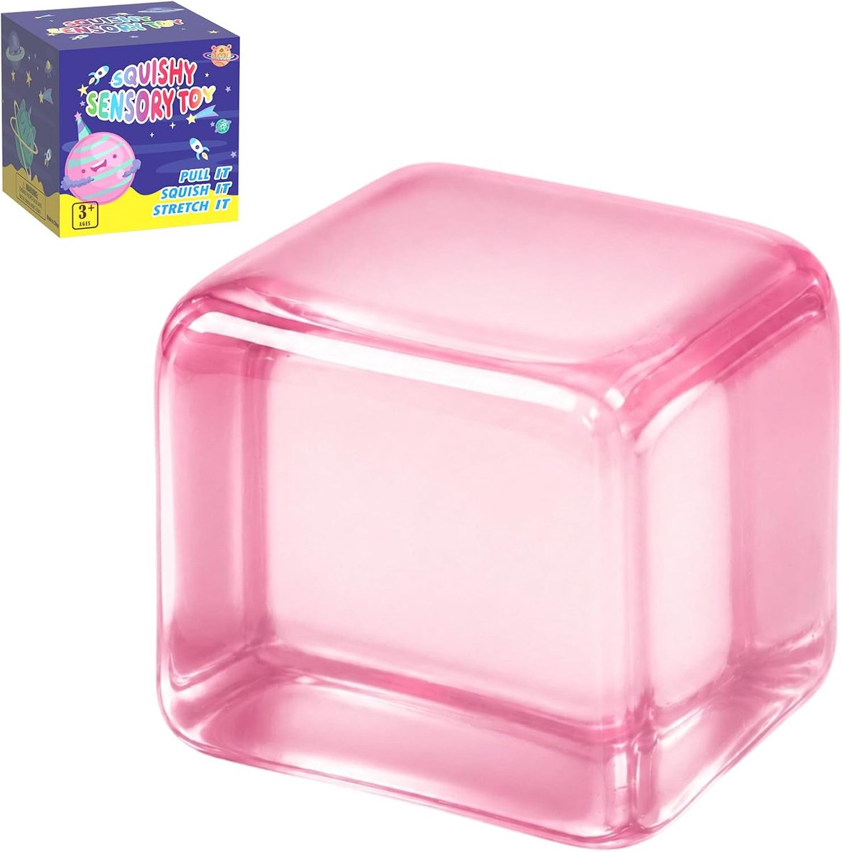 Squishy-dobbelsteen, anti-stress, TPR-fidget-speelgoed (roze)