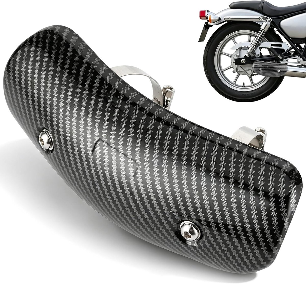 Hitteschild, Universele Motorfiets Uitlaat Middenpijp Hitteschild Guards Cover Voor 38mm-65mm Dia Uitlaatpijp(Zwart)