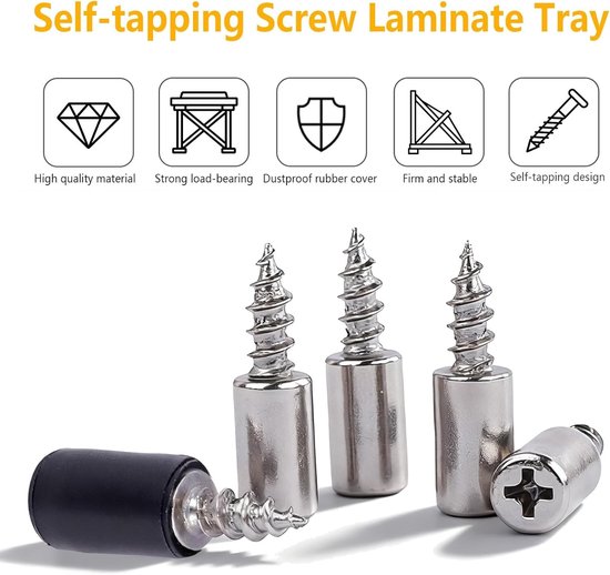 Set van 30 Planksteunen, Schroefstopper 7 mm, Ideaal voor Boekenkasten, Meubels en Kasten (Zwart) — afbeelding 2