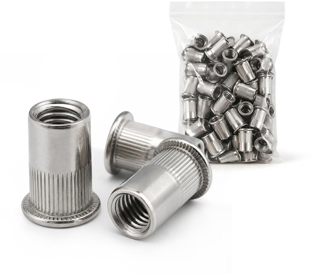 Ronde Platte Kop RIVET MOEREN, Draadmoeren voor Bevestiging, M3 - 50 Stuks, Duurzaam en Betrouwbaar