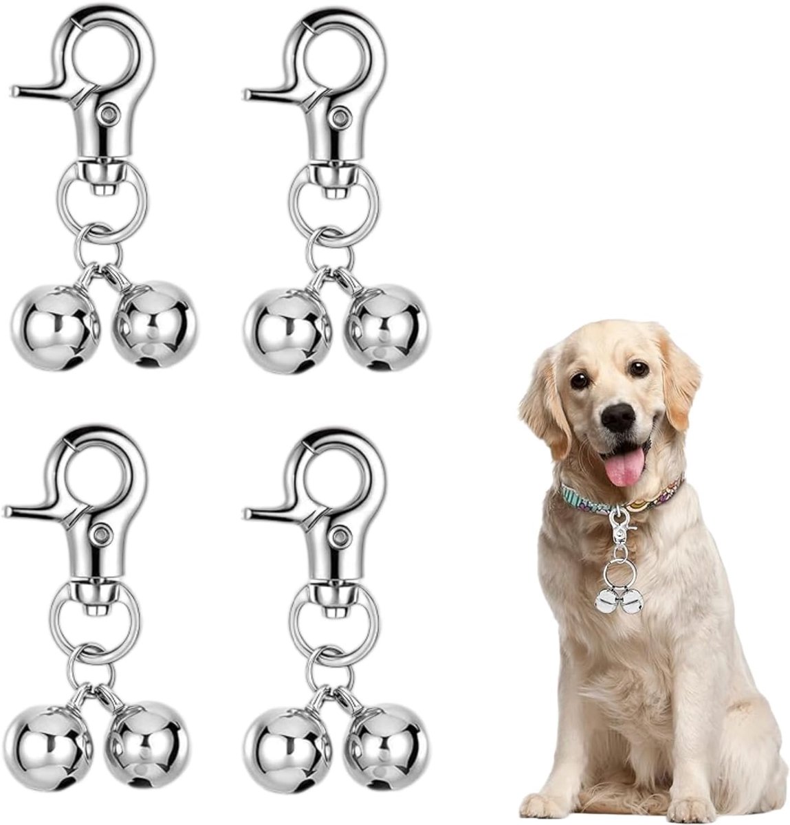 Klokken voor honden- en kattenhalsband, 4 belletjes, metalen belletjes met sterk geluid, tracker voor huisdieren