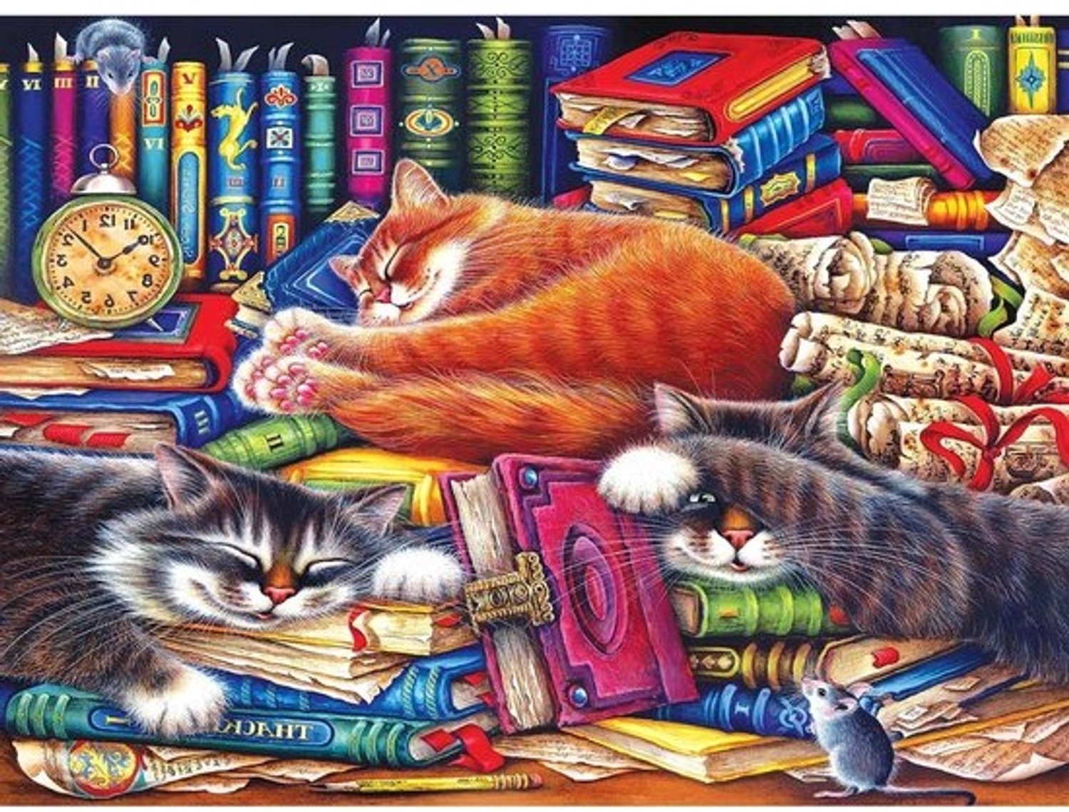 Kattenpuzzel - Legpuzzel voor volwassenen - Ontspannende puzzel - Volledig in elkaar grijpende stukjes - 1000 stukjes - Meerdere kleuren